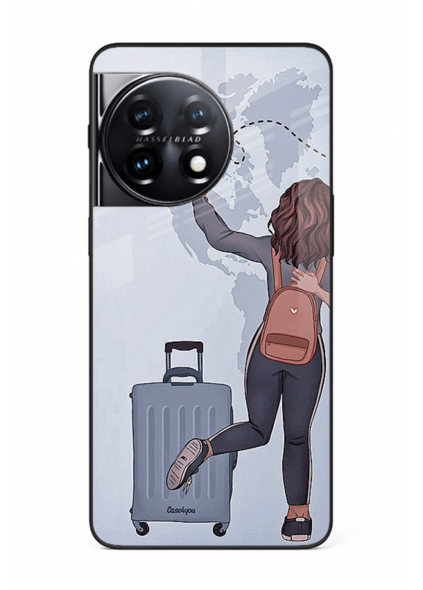 Girl Luggage Journey artwork OnePlus 11R glass back cover