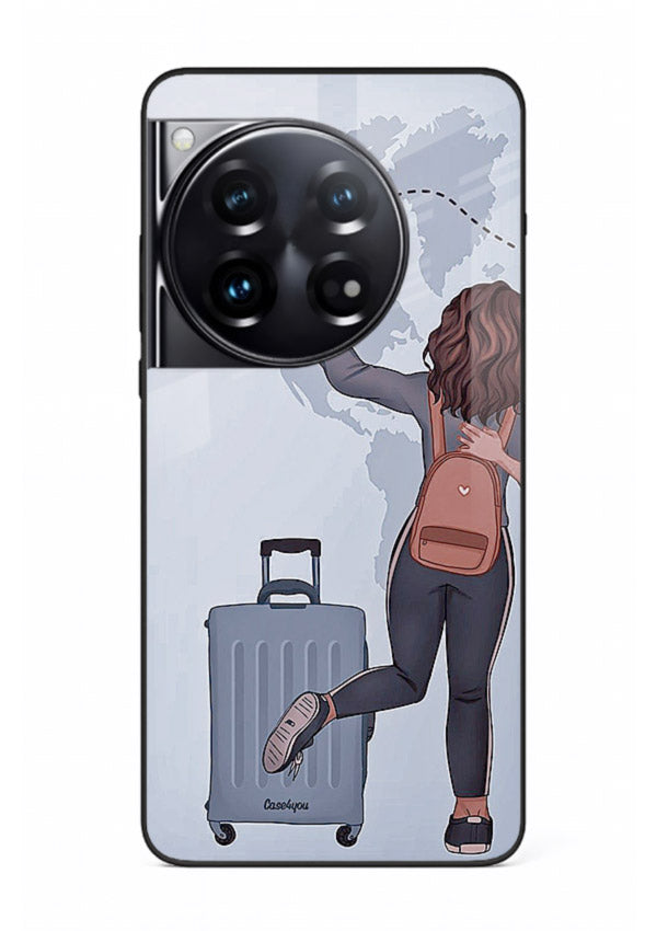 Girl Luggage Journey artwork OnePlus 12 glass back cover