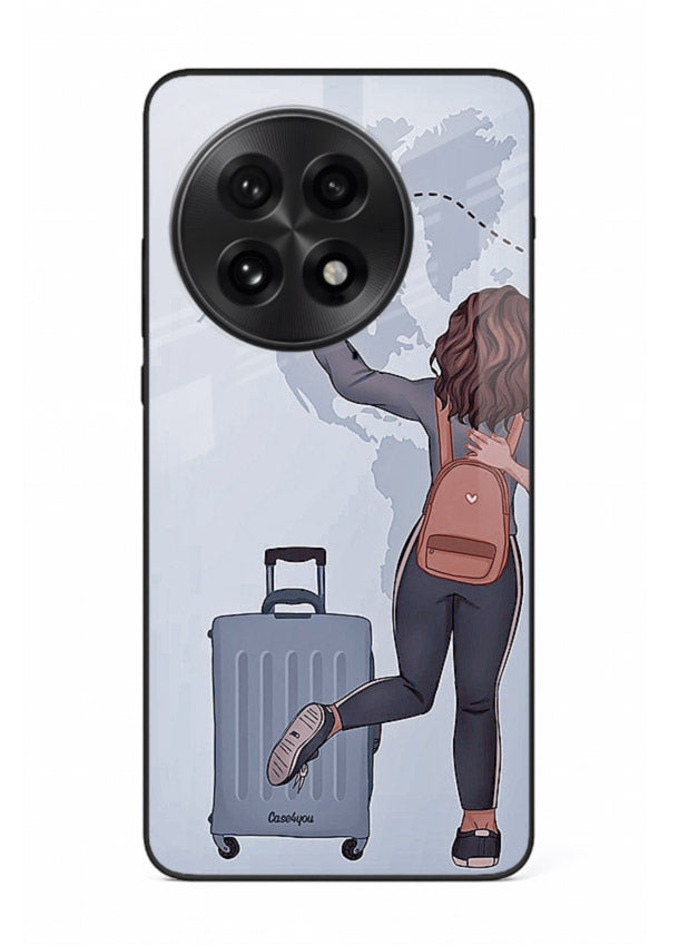 Girl Luggage Journey artwork OnePlus 13 glass back cover