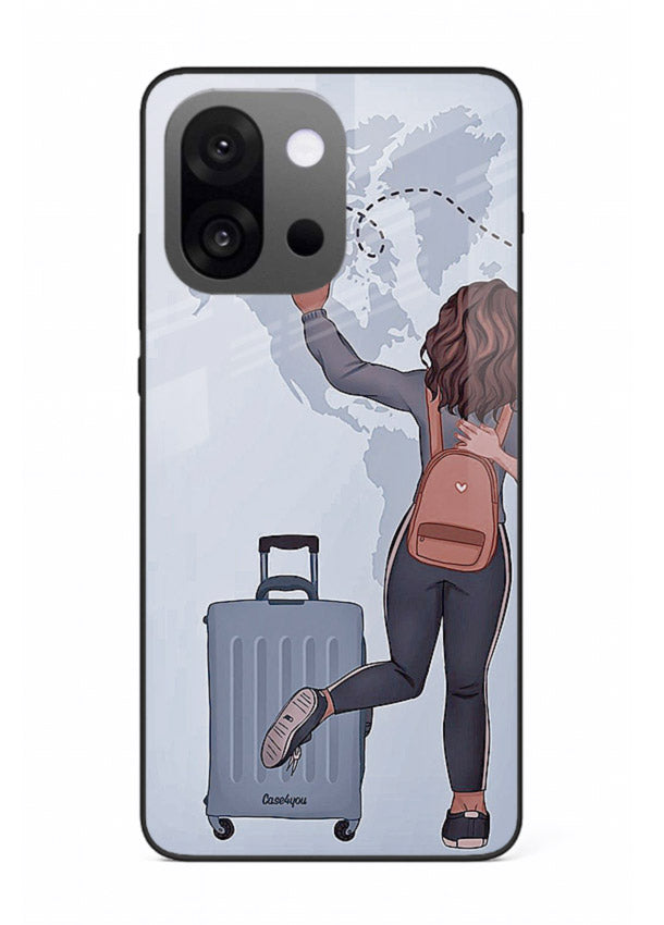 Girl Luggage Journey artwork OnePlus 13s glass back cover