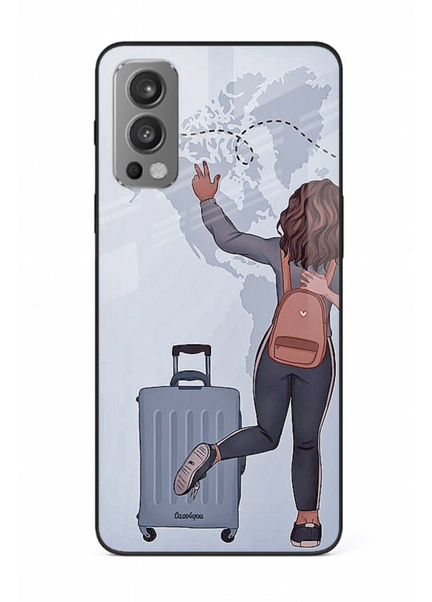 Girl Luggage Journey artwork OnePlus Nord 2 glass back cover