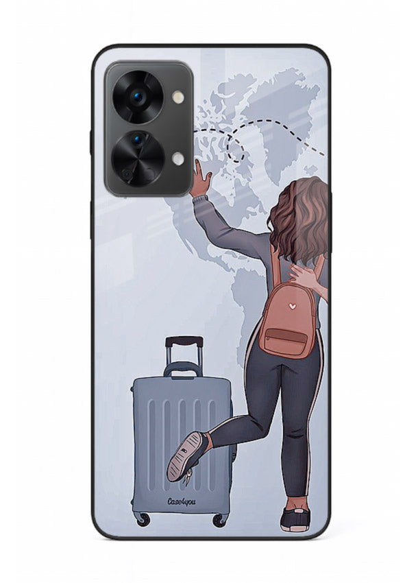 Girl Luggage Journey artwork OnePlus Nord 2T glass back cover