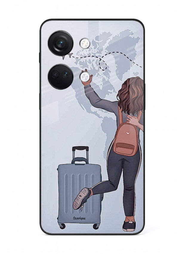 Girl Luggage Journey artwork OnePlus Nord 3 glass back cover