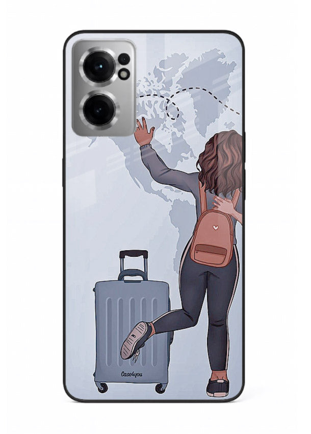 Girl Luggage Journey artwork OnePlus Nord CE2 5G glass back cover