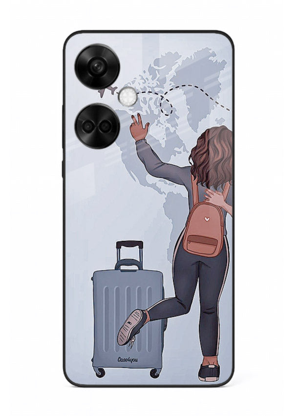 Girl Luggage Journey artwork OnePlus Nord CE3 glass back cover