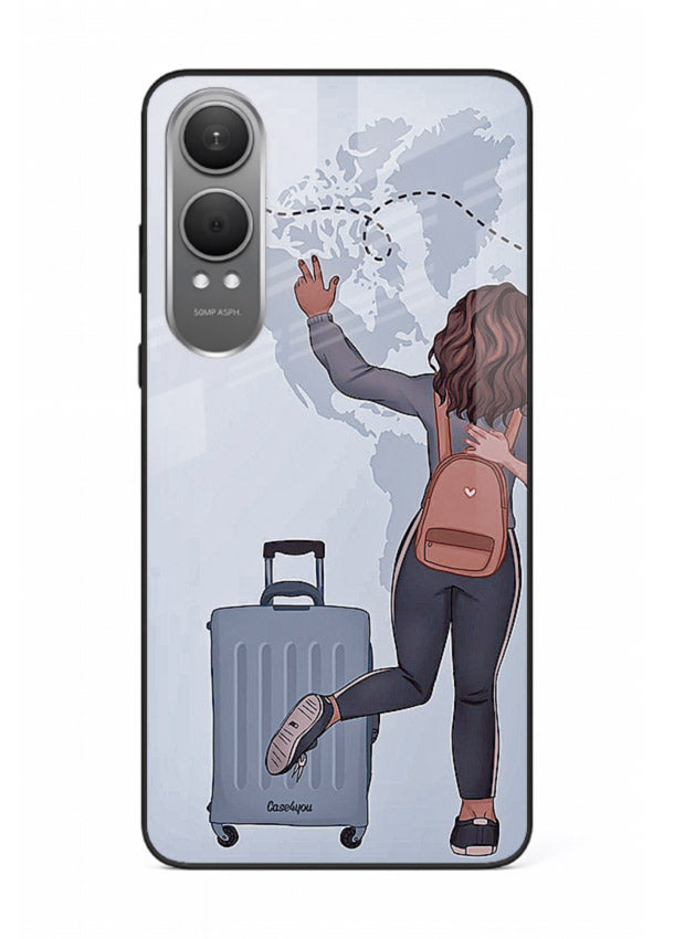 Girl Luggage Journey artwork OnePlus Nord CE4 Lite glass back cover