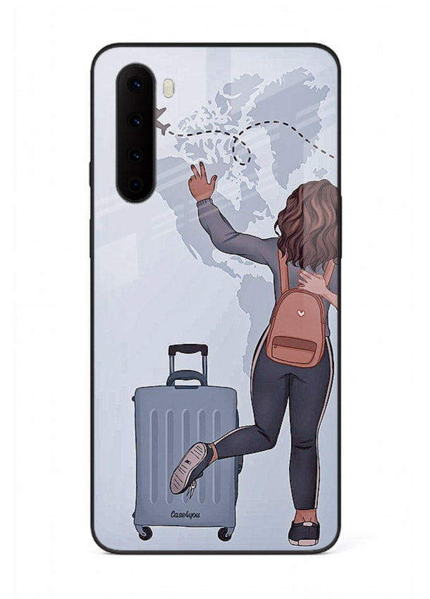 Girl Luggage Journey artwork OnePlus Nord glass back cover