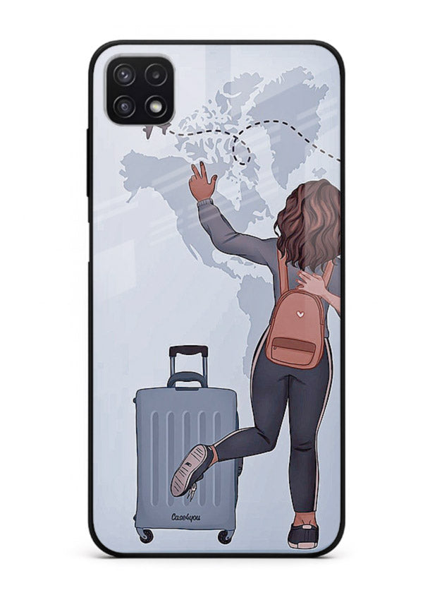 Girl Luggage Journey artwork Samsung F42 5G glass back cover