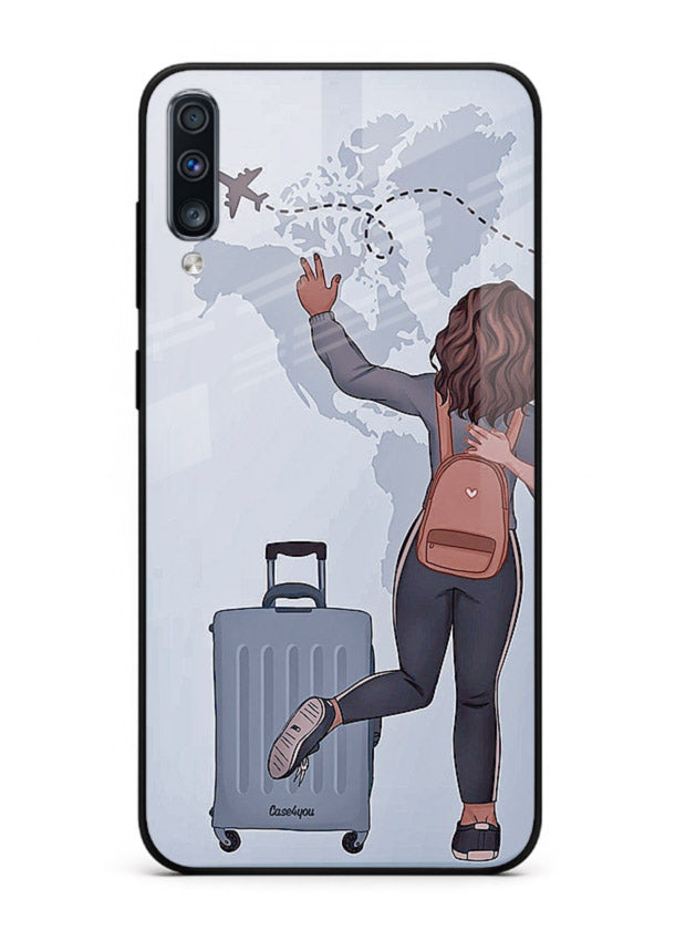 Girl Luggage Journey artwork Samsung A70 glass back cover