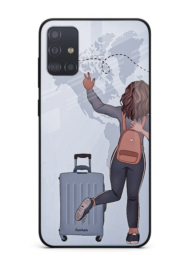 Girl Luggage Journey artwork Samsung A71 glass back cover