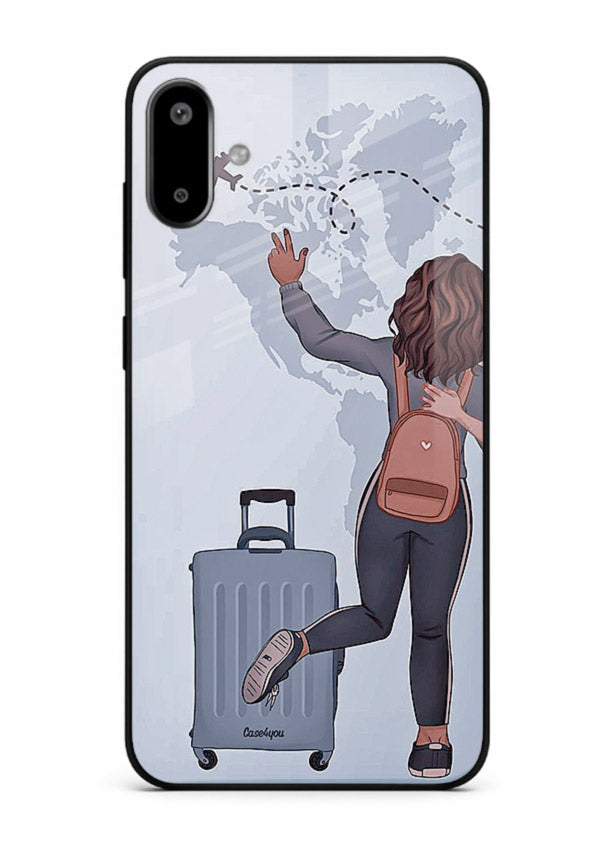 Girl Luggage Journey artwork Samsung F06 5G glass back cover
