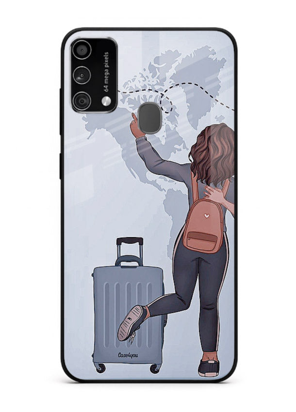 Girl Luggage Journey artwork Samsung F41 glass back cover