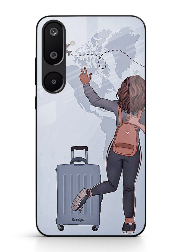 Girl Luggage Journey artwork Samsung M16 5G glass back cover