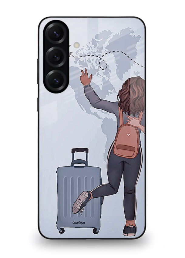 Girl Luggage Journey artwork Samsung S23 FE glass back cover