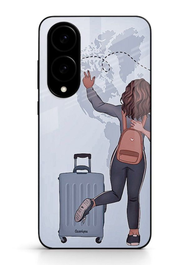 Girl Luggage Journey artwork Samsung S25 Edge glass back cover