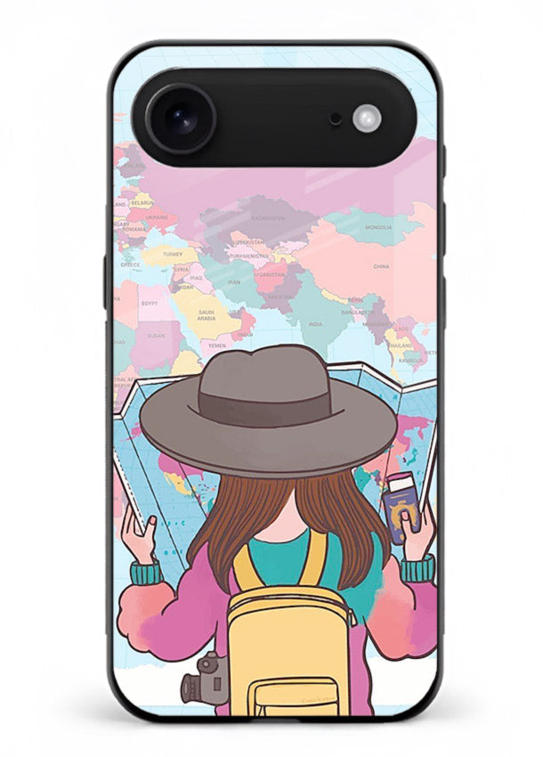 Girl With Map illustration iphone 17 air glass back cover