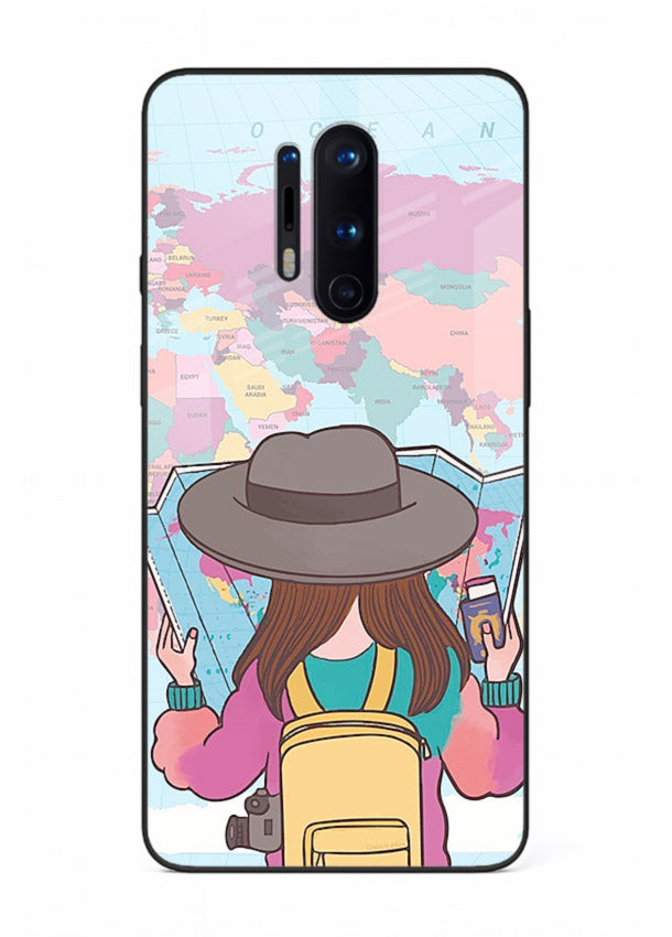 Girl With Map illustration OnePlus 8 Pro glass back cover