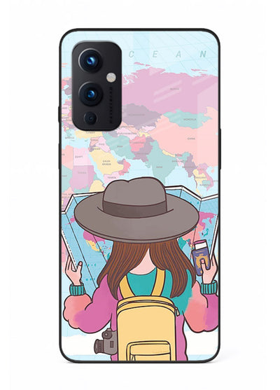 Girl With Map illustration OnePlus 9 Pro glass back cover