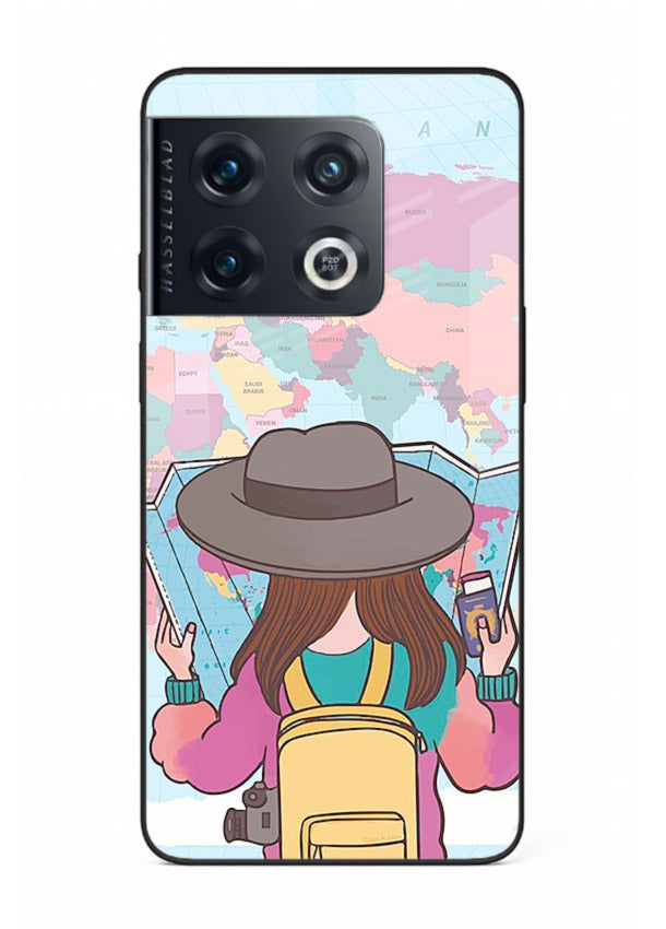 Girl With Map illustration OnePlus 10 Pro glass back cover