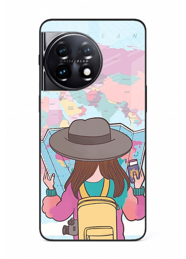 Girl With Map illustration OnePlus 11 glass back cover