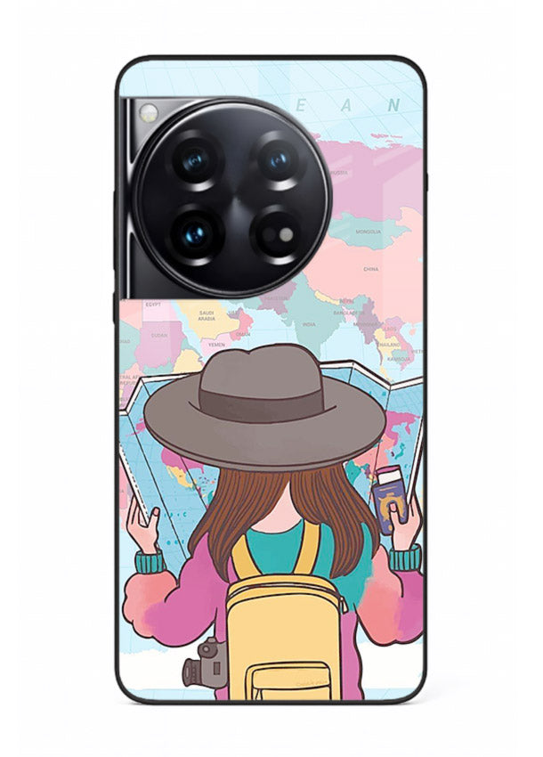 Girl With Map illustration OnePlus 12 glass back cover