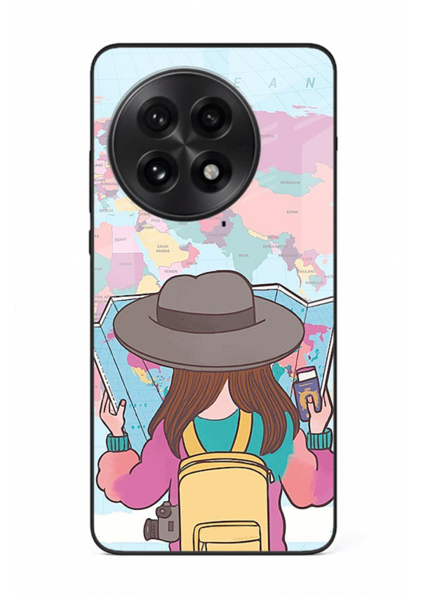Girl With Map illustration OnePlus 13R glass back cover