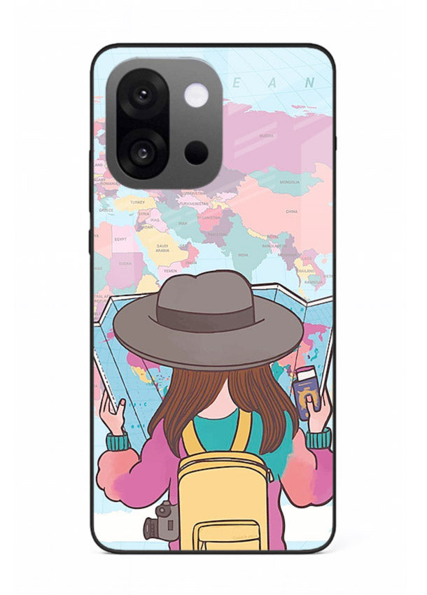 Girl With Map illustration OnePlus 13s glass back cover