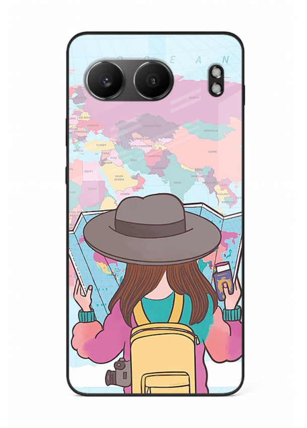 Girl With Map illustration OnePlus Nord 4 glass back cover