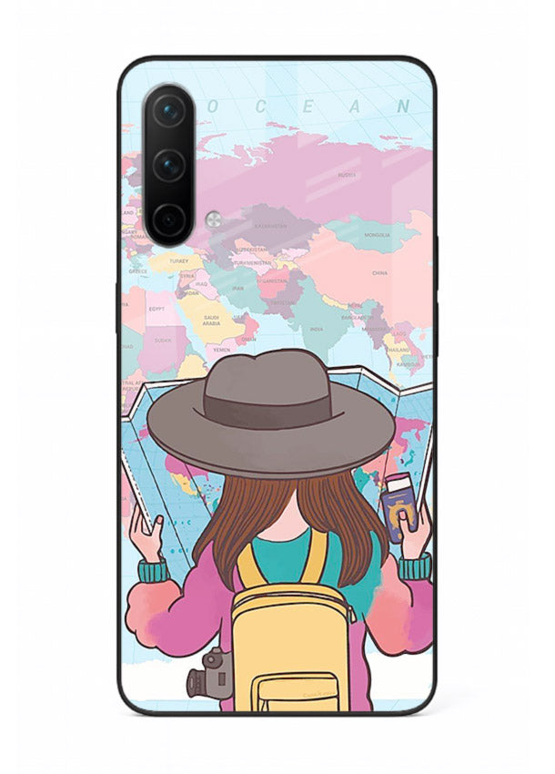 Girl With Map illustration OnePlus Nord CE 5G glass back cover