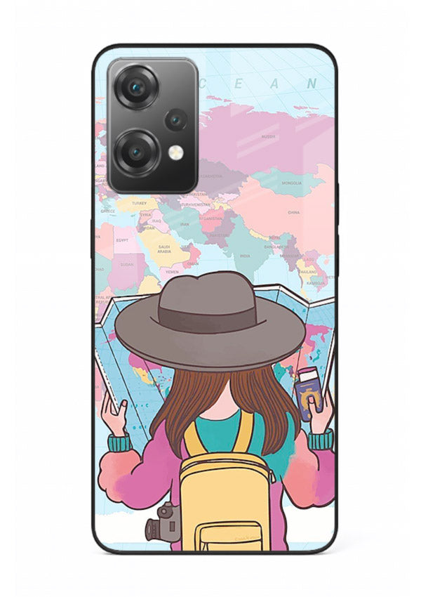 Girl With Map illustration OnePlus Nord CE2 Lite 5G glass back cover