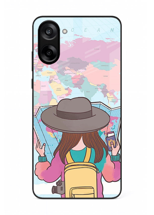 Girl With Map illustration OnePlus Nord CE5 glass back cover