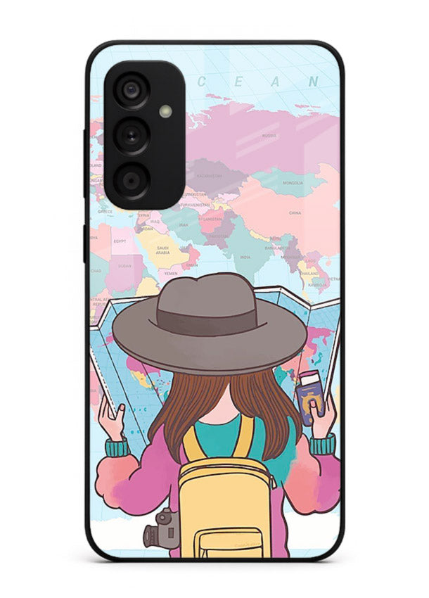 Girl With Map illustration Samsung F54 5G glass back cover