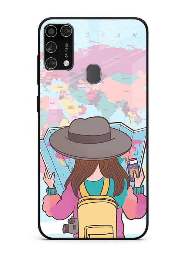 Girl With Map illustration Samsung M31 Prime glass back cover