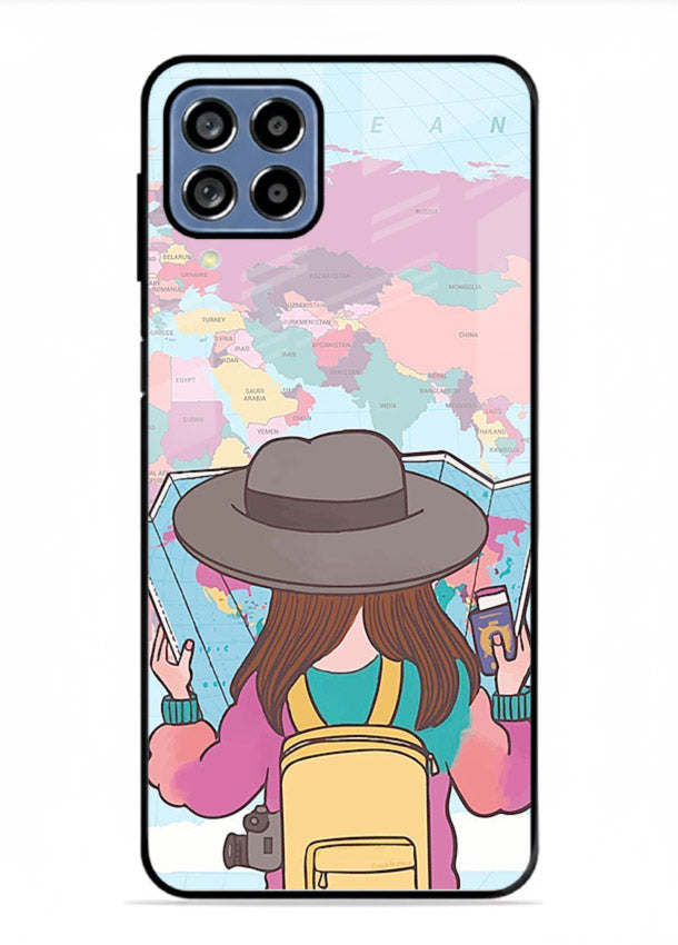 Girl With Map illustration Samsung F22 4G glass back cover