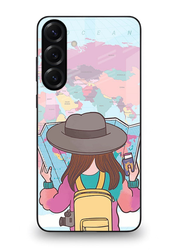 Girl With Map illustration Samsung A54 5G glass back cover