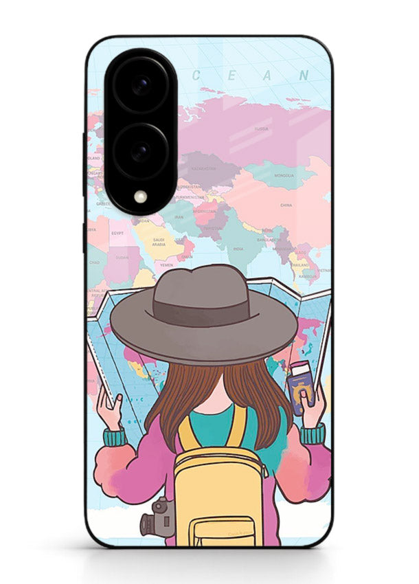 Girl With Map illustration Samsung S25 Edge glass back cover