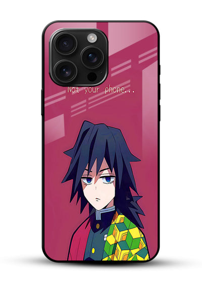 giyu water hashira demon slayer art glossy vibrant premium glass cover calm portrait case - Angle Front