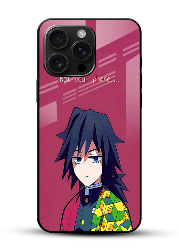 giyu water hashira demon slayer art glossy vibrant premium glass cover calm portrait case - Angle Front