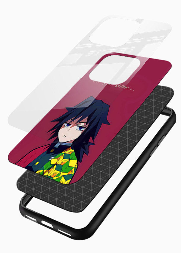giyu water hashira demon slayer art glossy vibrant premium glass cover calm portrait case - Angle Layers
