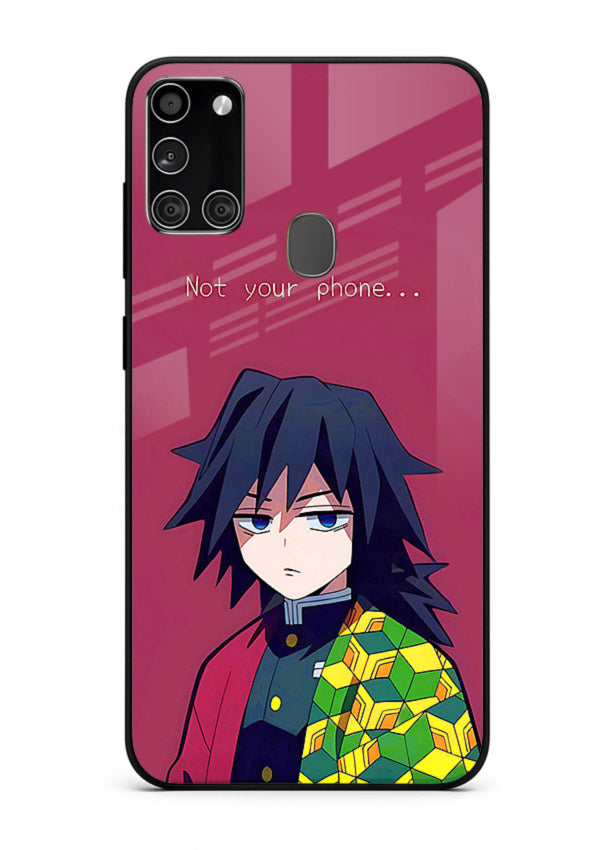 giyu water hashira demon slayer art Samsung A21s glass cover calm portrait case