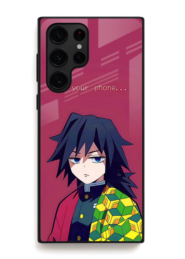 giyu water hashira demon slayer art Samsung S24 Ultra glass cover calm portrait case