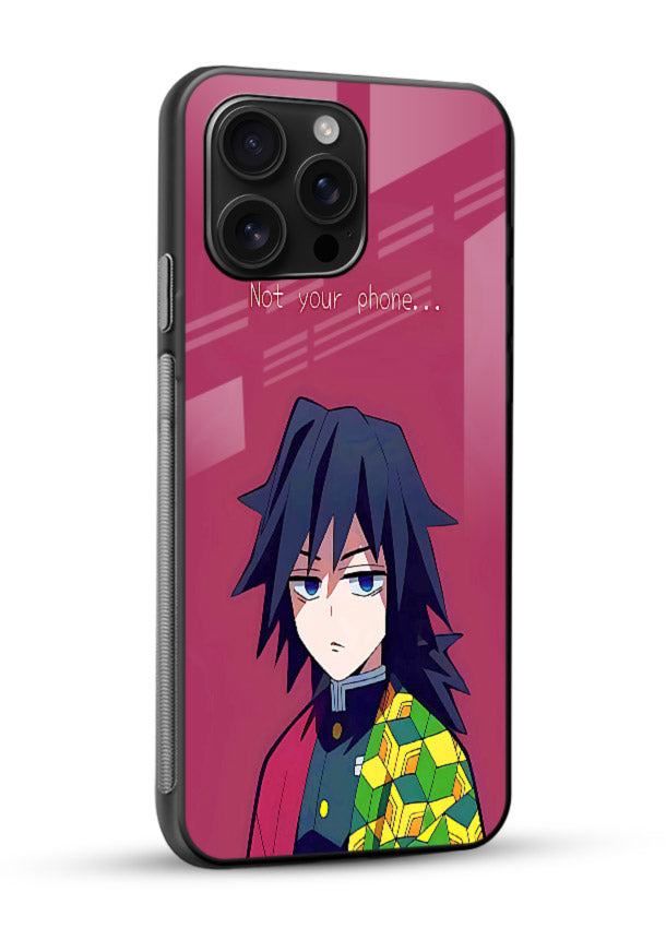 giyu water hashira demon slayer art glossy vibrant premium glass cover calm portrait case - Angle Side