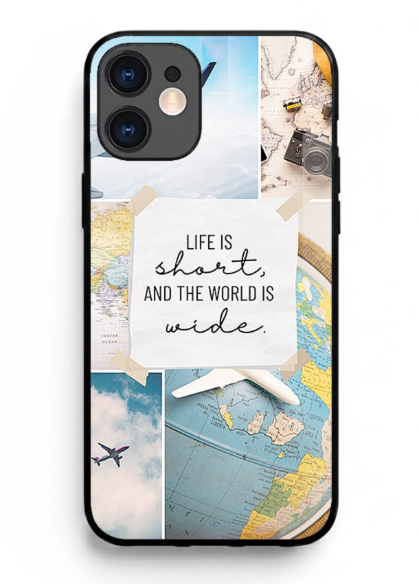 Globe Map Quote travel artwork iphone 11 glass back cover