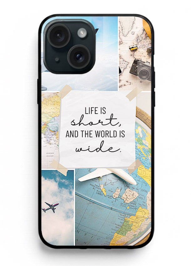 Globe Map Quote travel artwork iphone 14 glass back cover