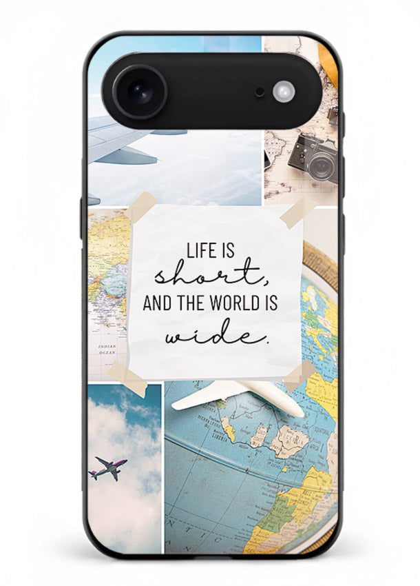 Globe Map Quote travel artwork iphone 17 air glass back cover