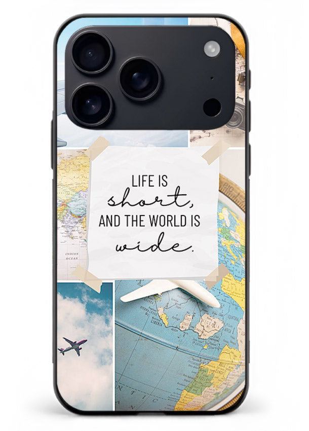 Globe Map Quote travel artwork iphone 17 pro max glass back cover