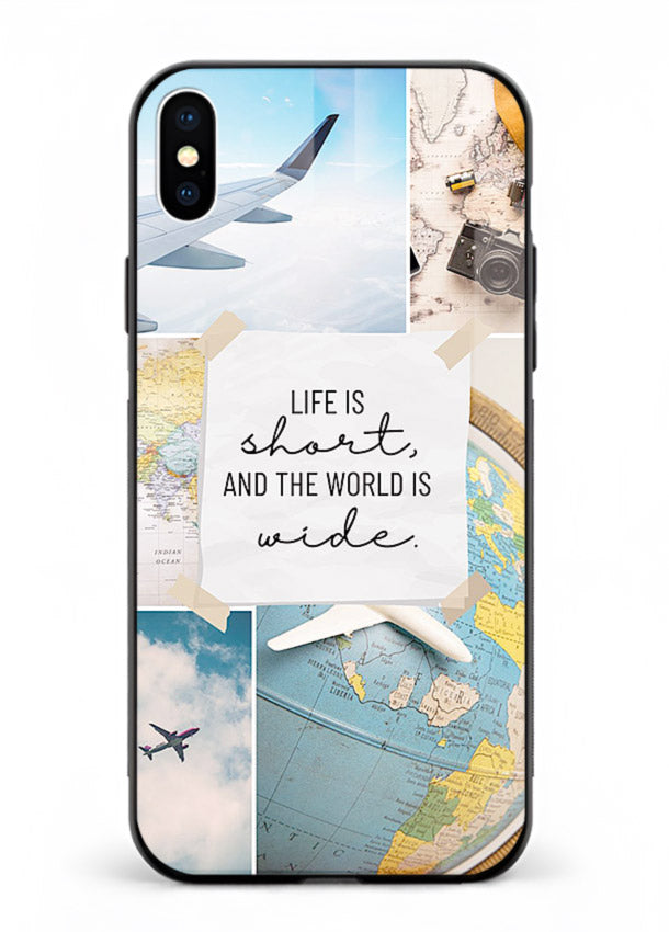 Globe Map Quote travel artwork iphone xs max glass back cover