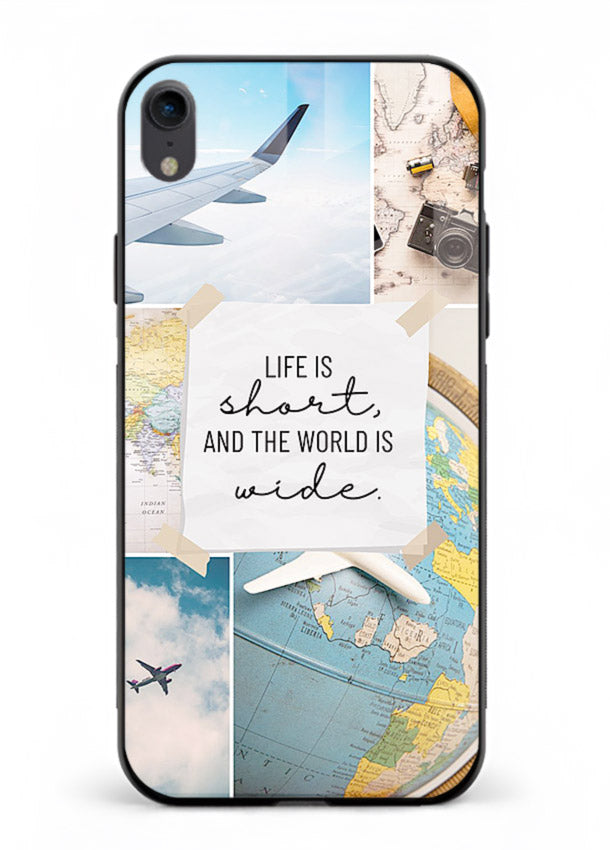Globe Map Quote travel artwork iphone xr glass back cover