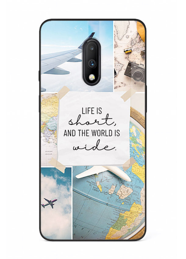 Globe Map Quote travel artwork OnePlus 7 glass back cover