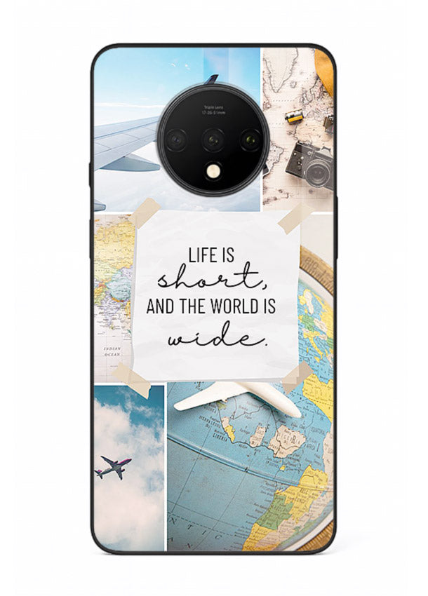 Globe Map Quote travel artwork OnePlus 7T glass back cover